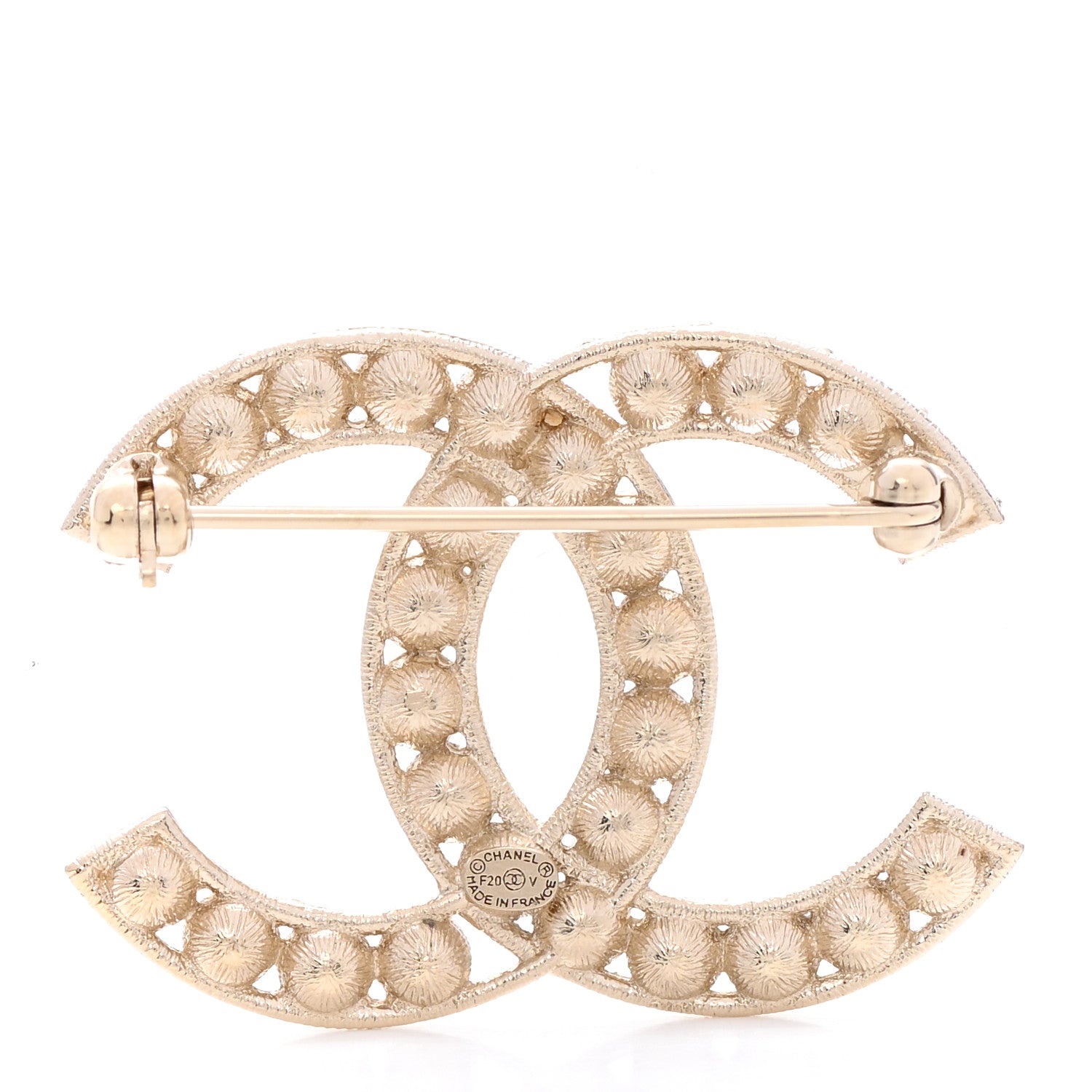 Chanel Crystal CC Brooch Light Gold 3 of 5