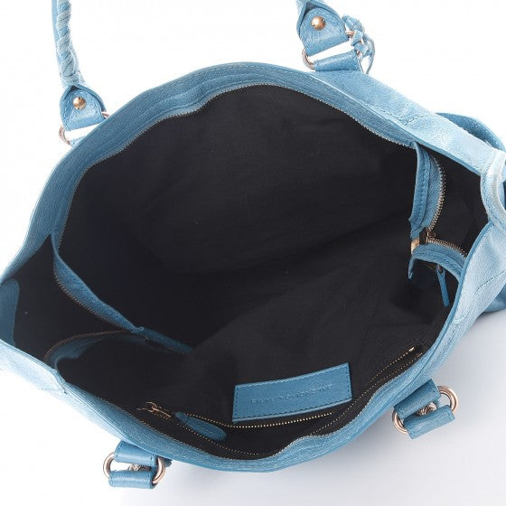 Agneau Giant 12 Rose Gold Hardware City Bleu Indigo
