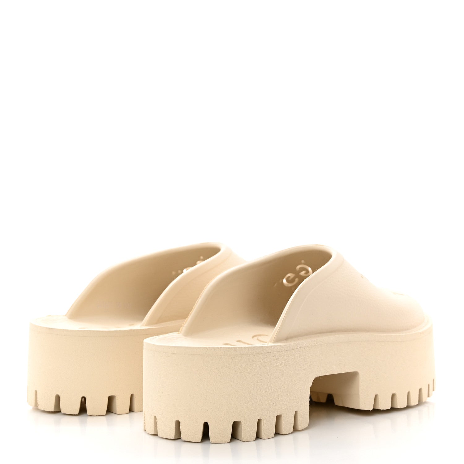 Gucci Rubber GG Monogram Perforated Elea Platform 55mm Lug Sole Sandals 38 Mystic White 4 of 10
