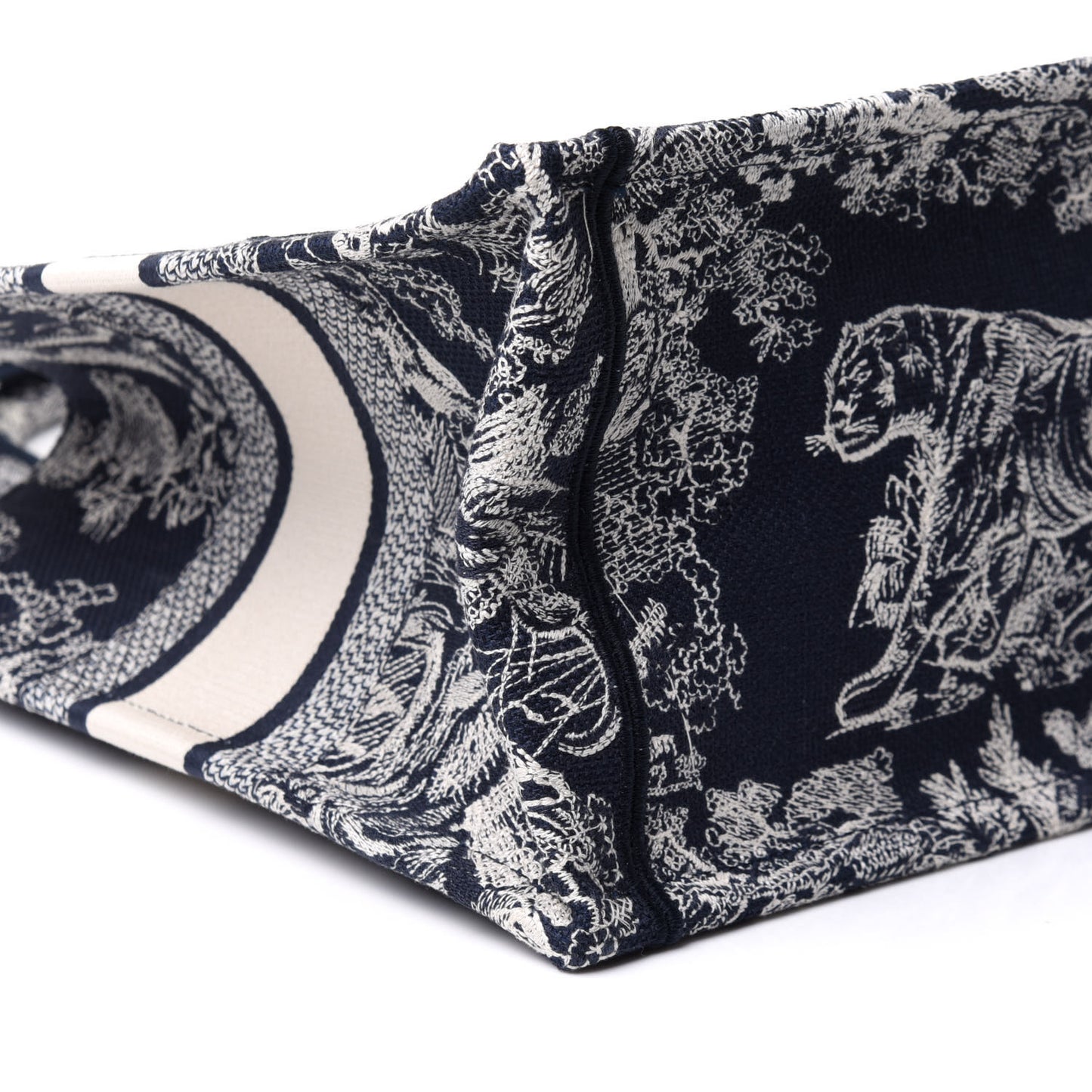 Canvas Embroidered Medium Toile De Jouy Reverse Book Tote Blue