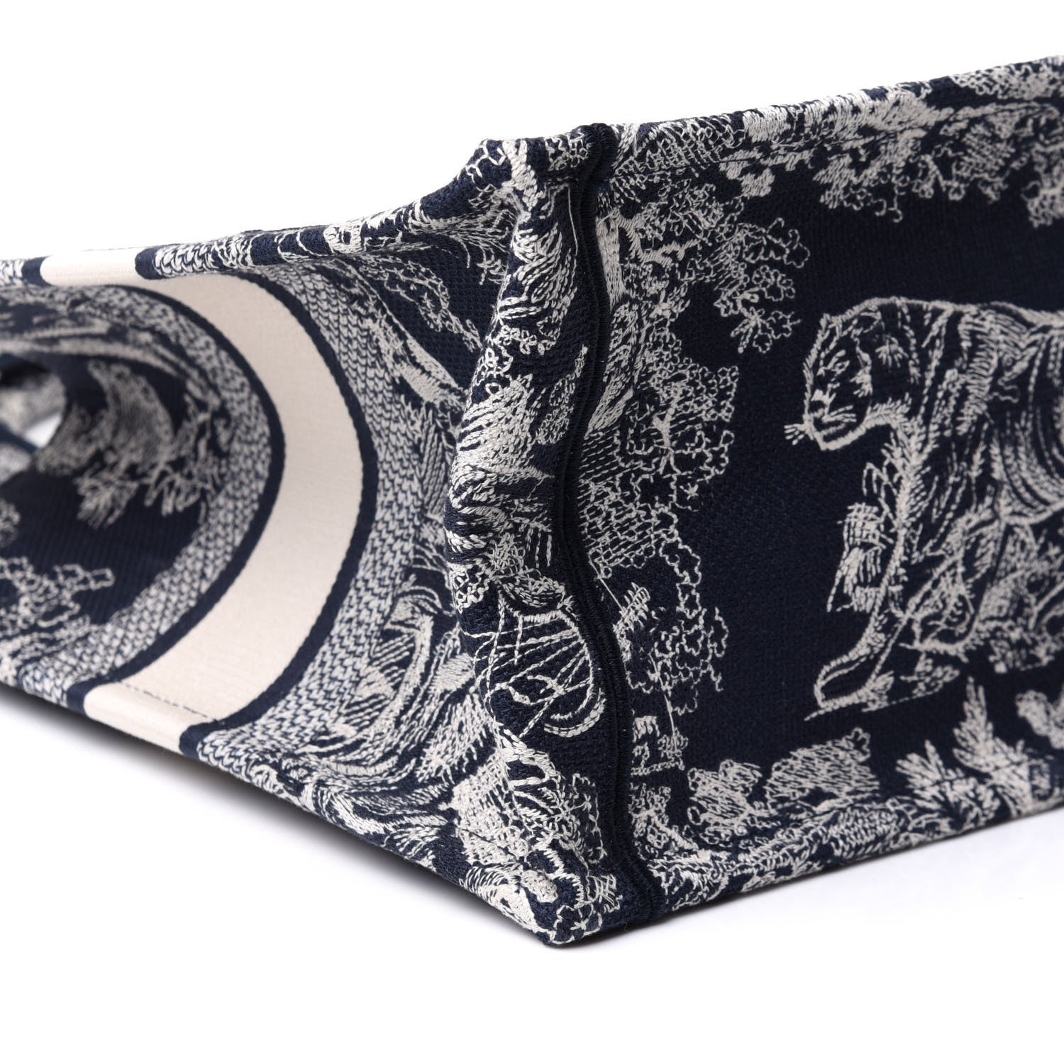 Christian Dior Canvas Embroidered Medium Toile De Jouy Reverse Book Tote Blue 7 of 9