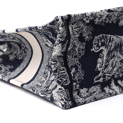 Christian Dior Canvas Embroidered Medium Toile De Jouy Reverse Book Tote Blue 7 of 9