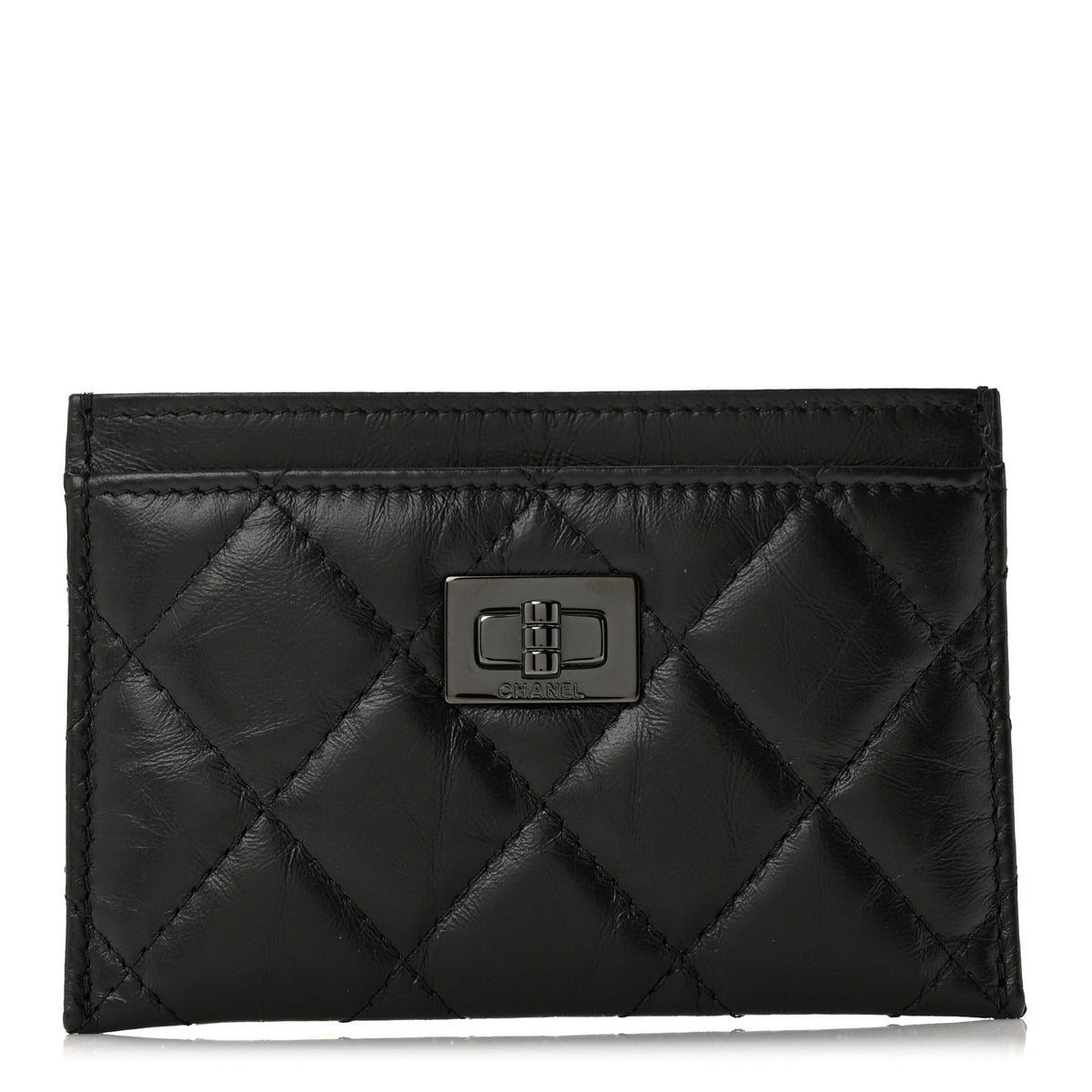 Aged Calfskin Quilted Reissue Card Holder So Black