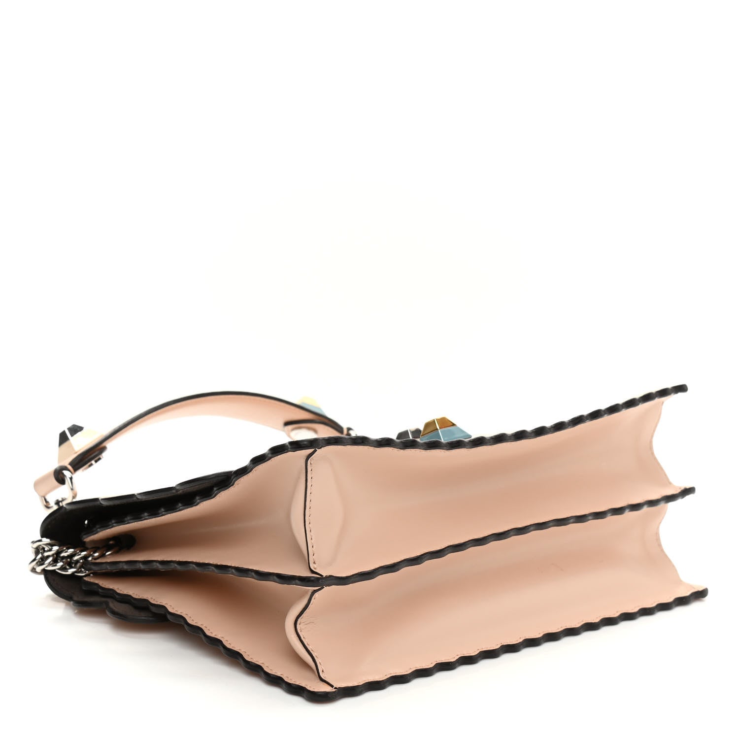 Fendi Vitello Liberty Scalloped Studded Kan I Shoulder Bag Plaster 4 of 13