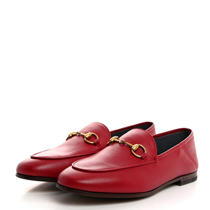 Gucci Lambskin Womens Brixton Horsebit Loafers 35 Hibiscus Red 3 of 9