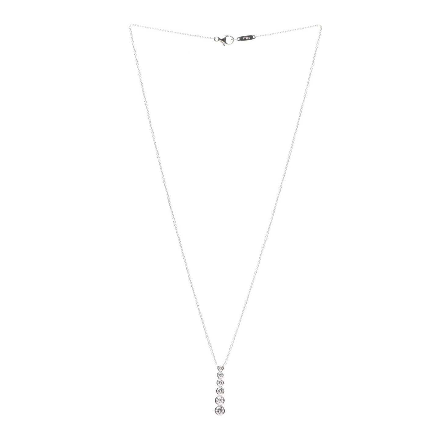 Platinum Diamond Jazz Graduated Drop Pendant Necklace