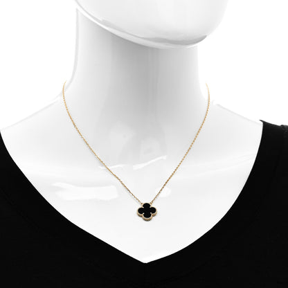 Van Cleef & Arpels VAN CLEEF & ARPELS 18K Yellow Gold Black Onyx Vintage Alhambra Pendant Necklace 2 of 5