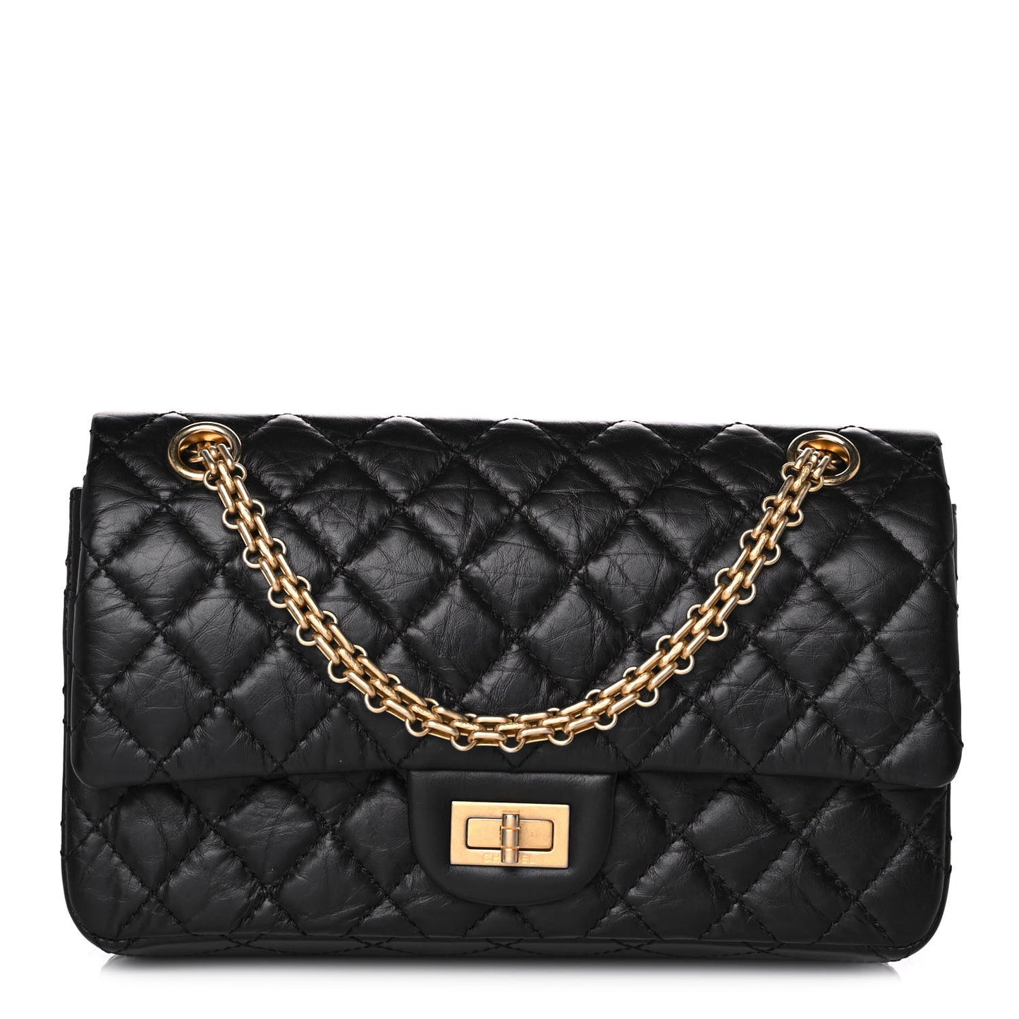 Aged Calfskin Quilted 2.55 Reissue 225 Flap Black