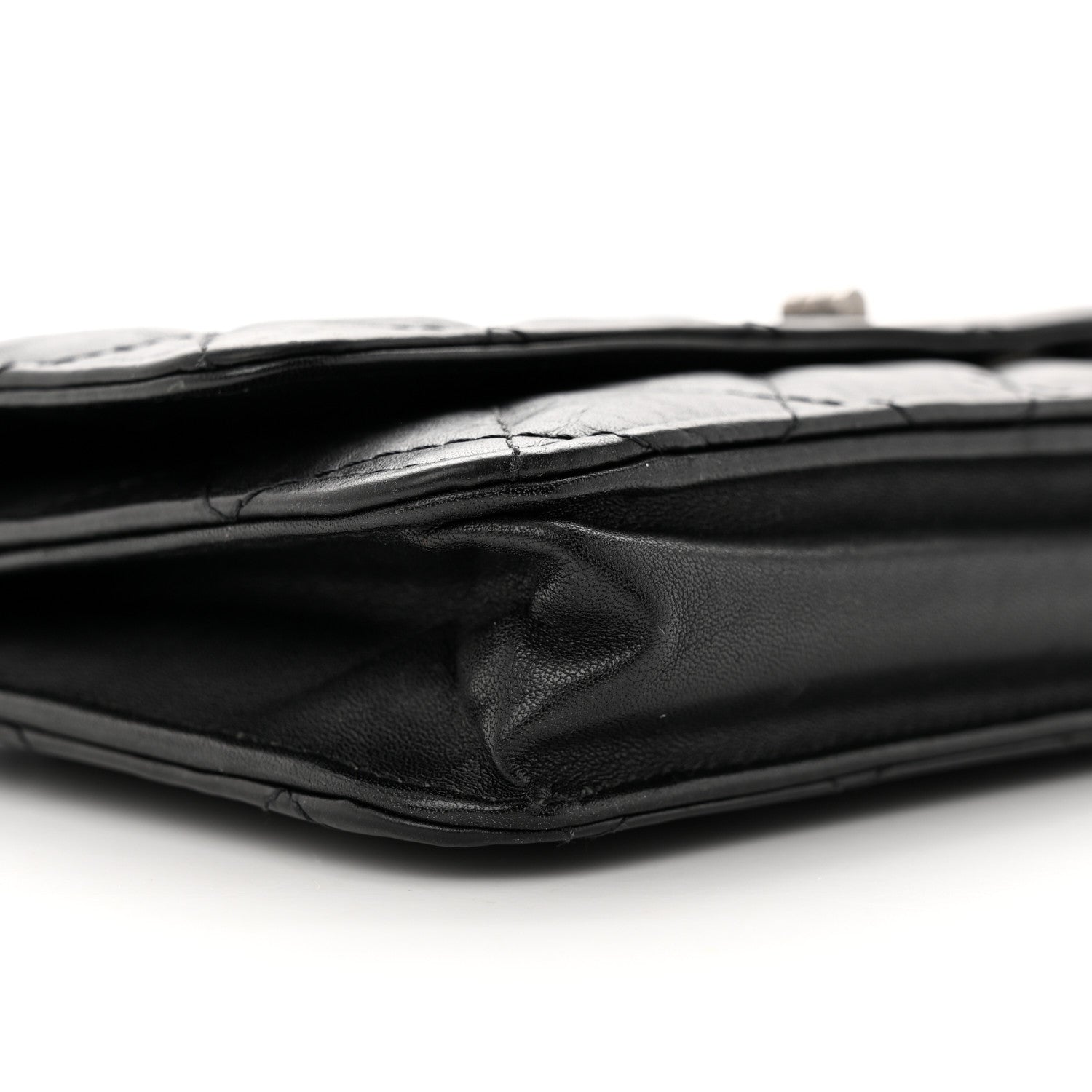 Chanel Aged Calfskin Reissue Wallet On Chain WOC Black 10 of 17