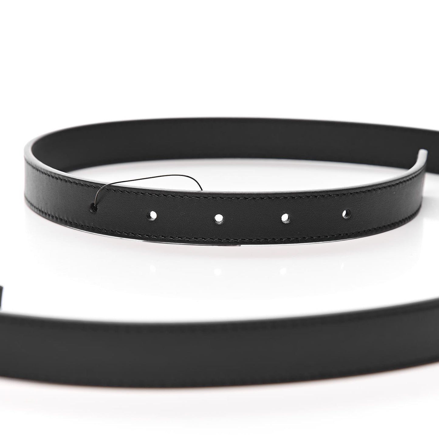 Calfskin Pearl Double G 20mm Belt 95 38 Black Cream