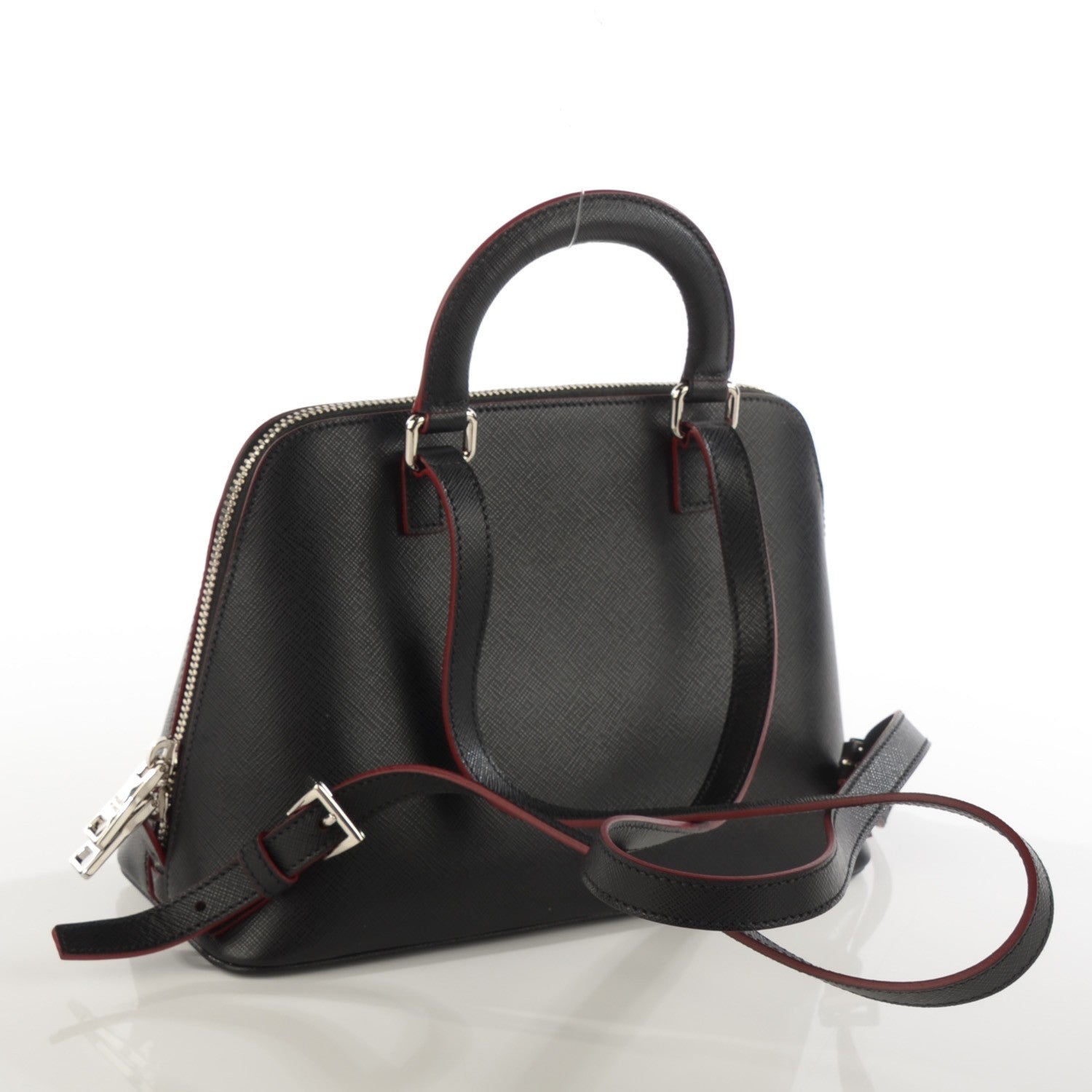 Prada Saffiano Lux Promenade Backpack Black Rosso 3 of 8