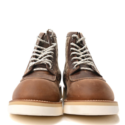 Gucci Garrett Calfskin Monogram Mens Ala Boots 12 Beige Ebony Cuir 3 of 9