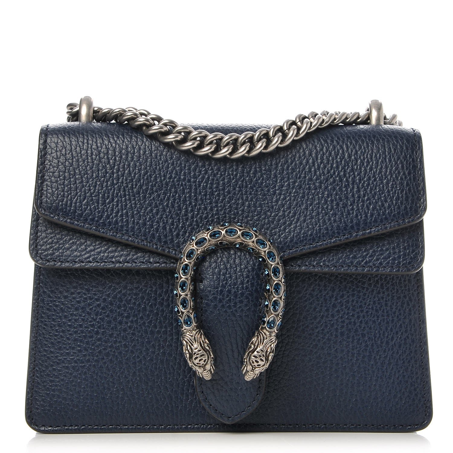 Gucci Dollar Calfskin Crystal Mini Dionysus Shoulder Bag Blue Agata Montana Sapphire 1 of 8