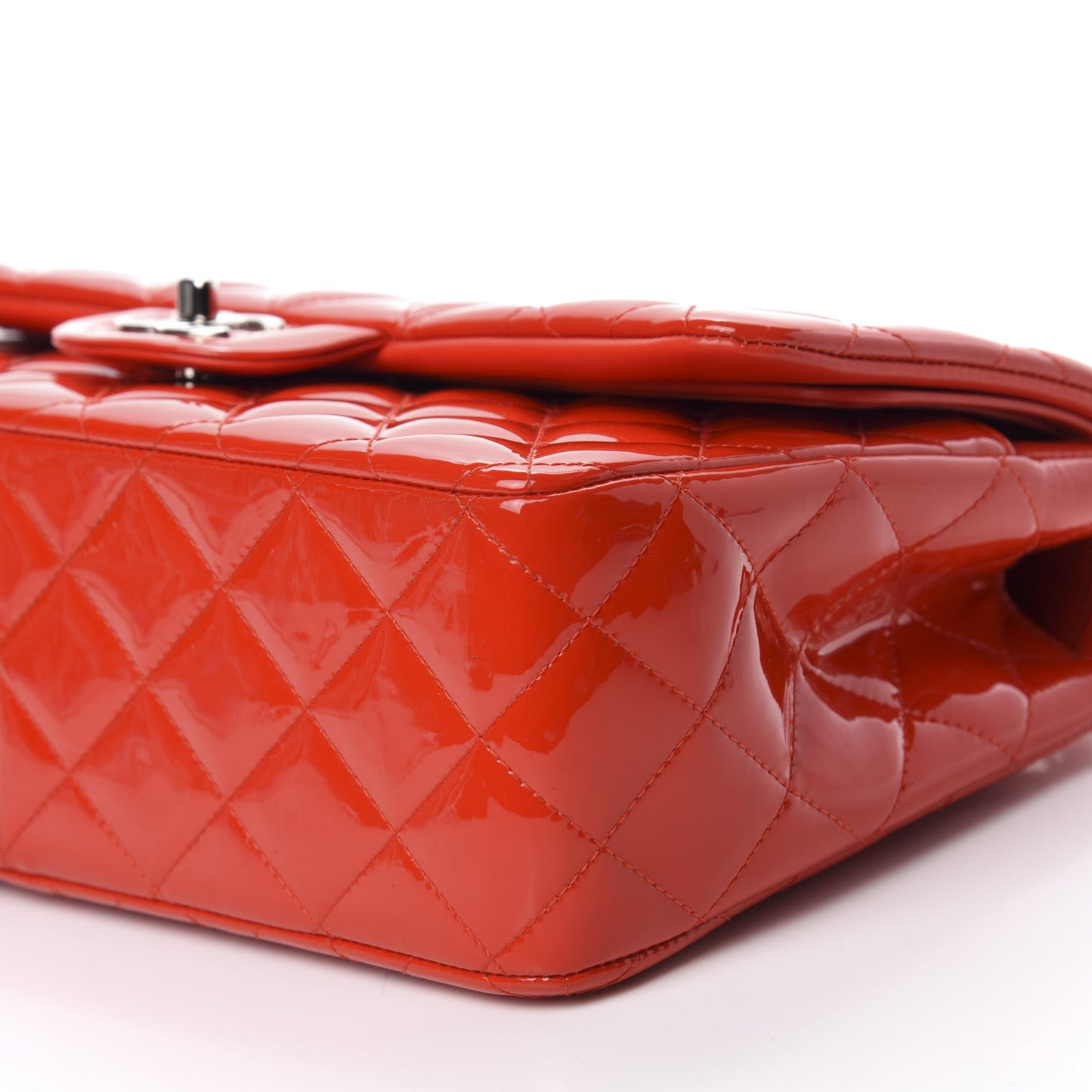 Patent Quilted Jumbo Double Flap Red