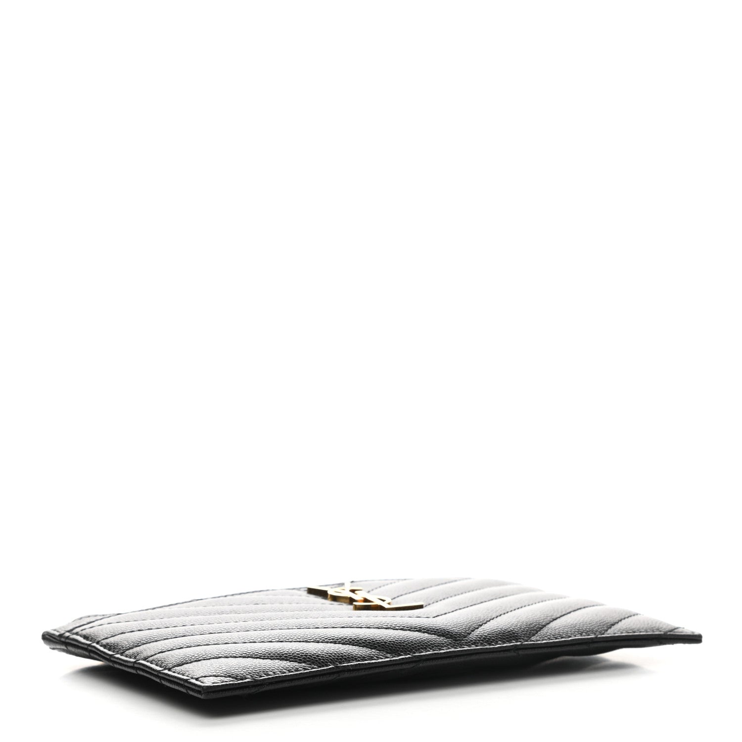 Saint Laurent Grain De Poudre Chevron Monogram Bill Pouch Black 4 of 8