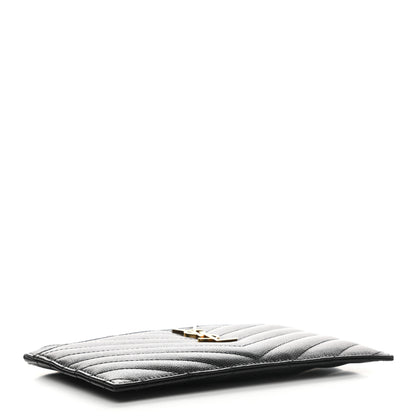 Saint Laurent Grain De Poudre Chevron Monogram Bill Pouch Black 4 of 8