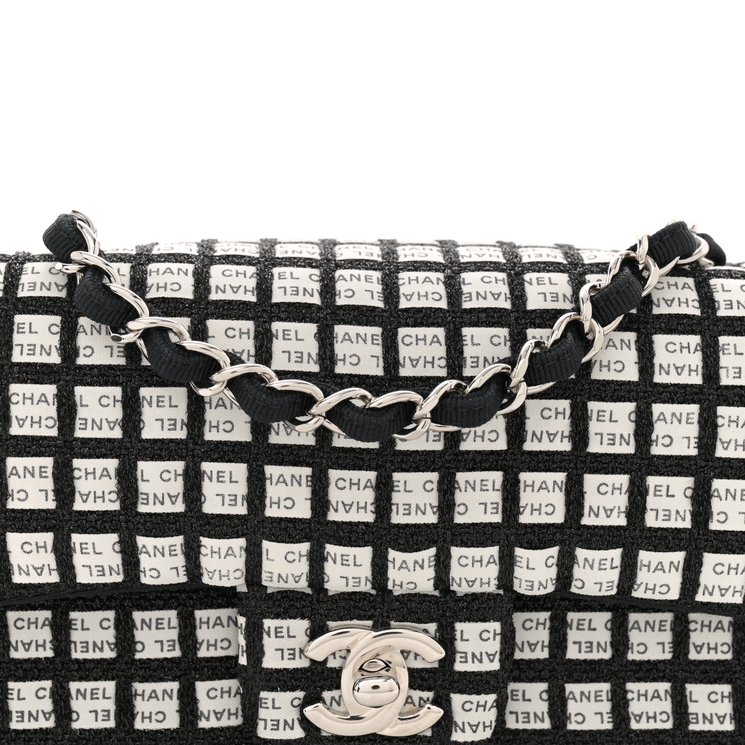 Chanel Ribbon Tweed Mini Rectangular Flap Black Ivory 8 of 11