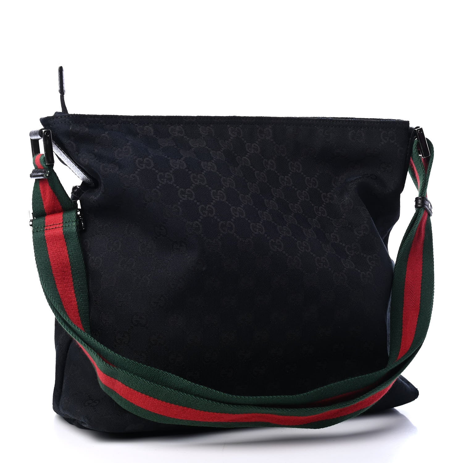Gucci Monogram Web Medium Flat Messenger Bag Black 2 of 8