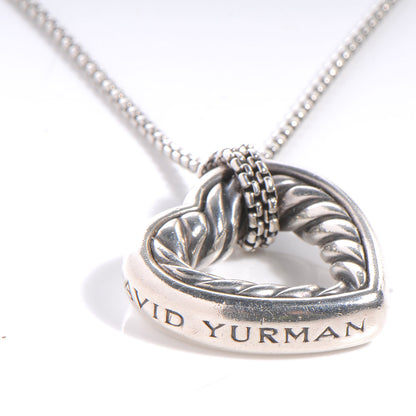David Yurman Sterling Silver Open Heart Cable Necklace 3 of 5