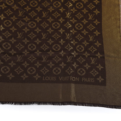 Louis Vuitton Silk Lurex Wool Monogram Shine Shawl Brown 4 of 5