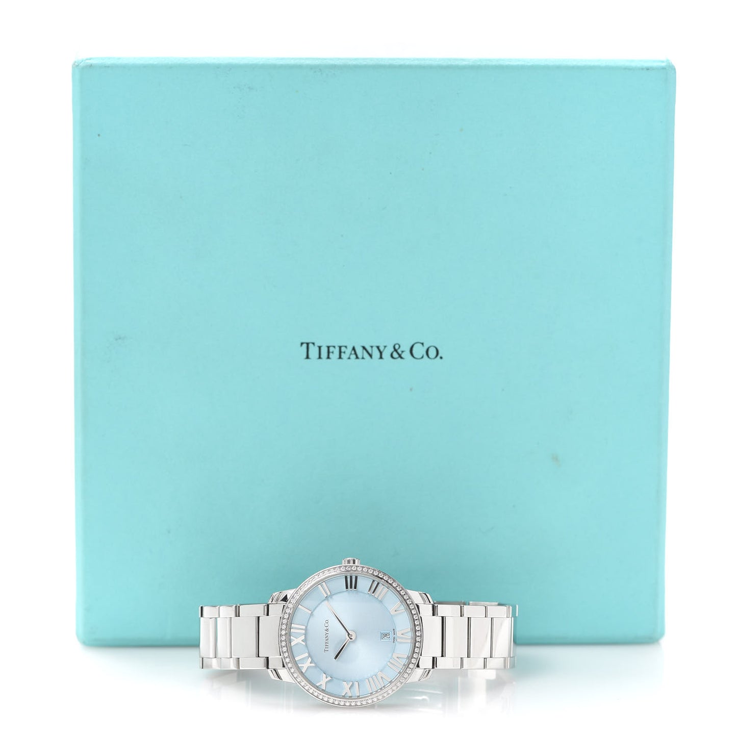 Stainless Steel Diamond Bezel 31mm Atlas 2-Hand Quartz Watch Ice Blue