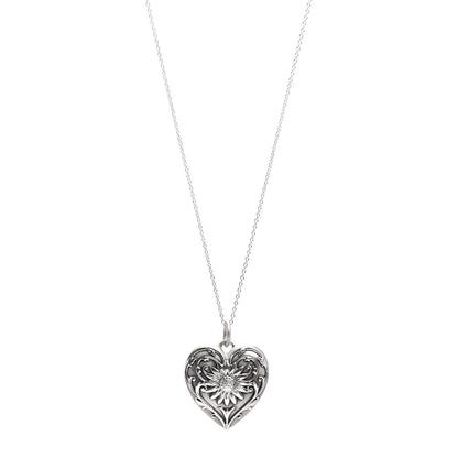 Tiffany Sterling Silver Ziegfeld Daisy Heart Locket Pendant Necklace 1 of 4