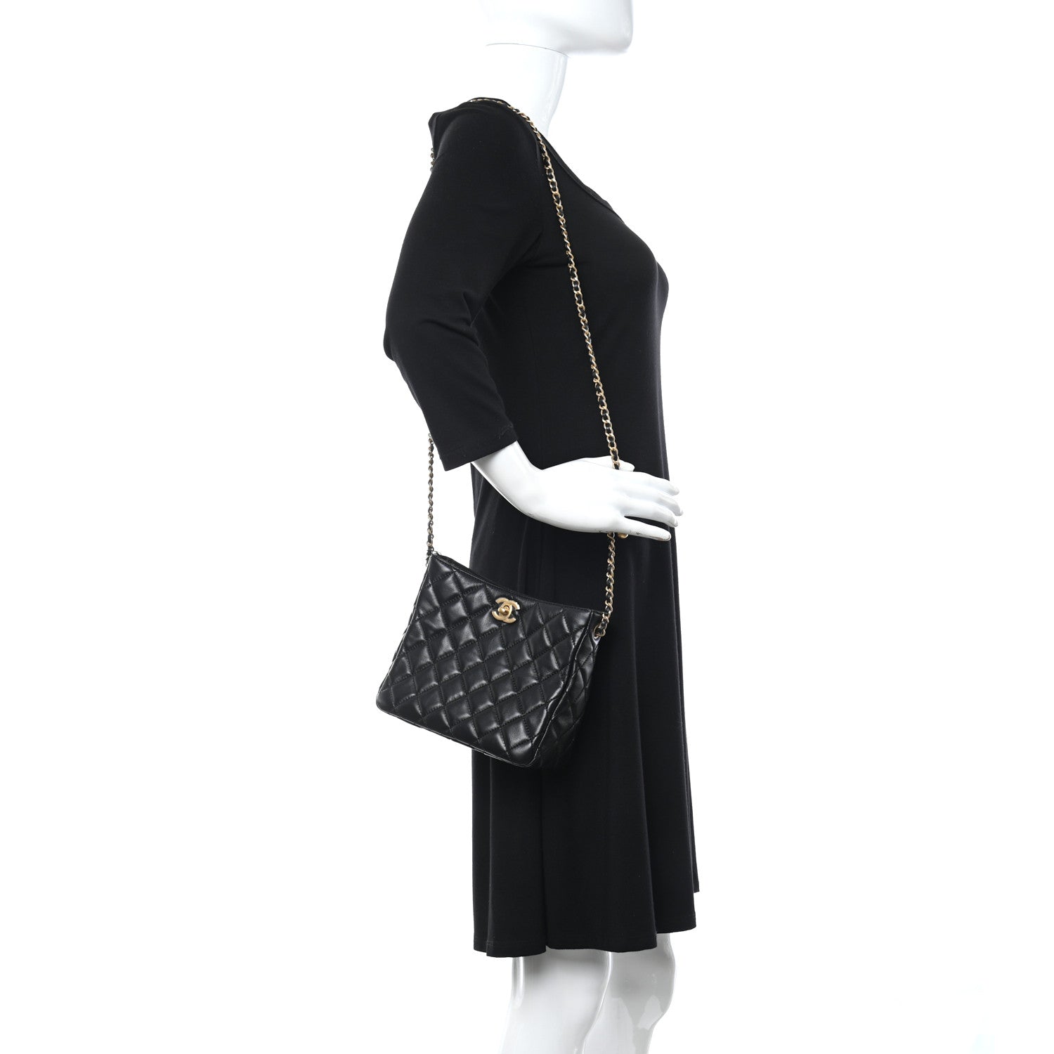 Chanel Lambskin Quilted Small Pearl Crush Hobo Black 2 of 10