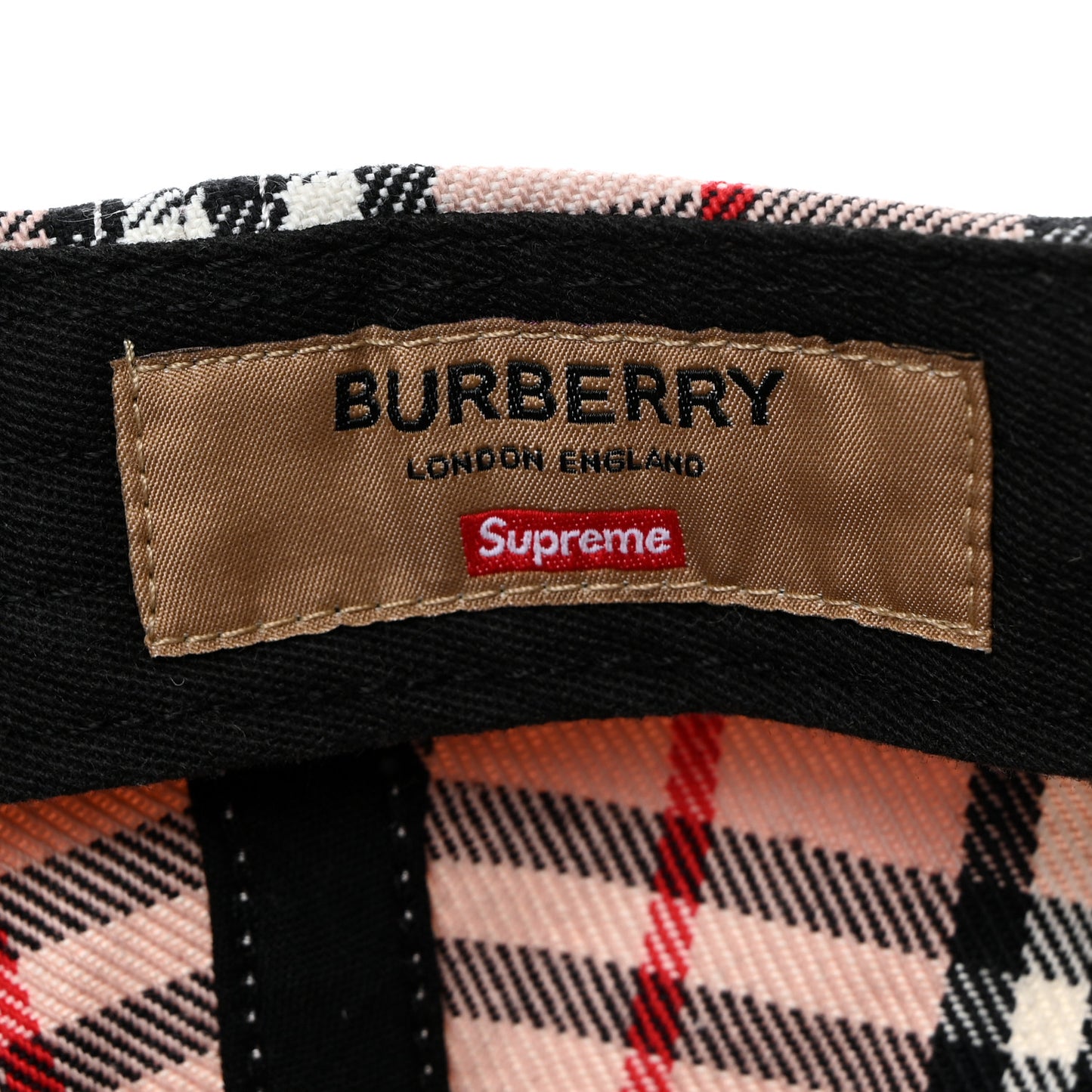 X SUPREME Cotton Vintage Check Monogram Baseball Hat Pink