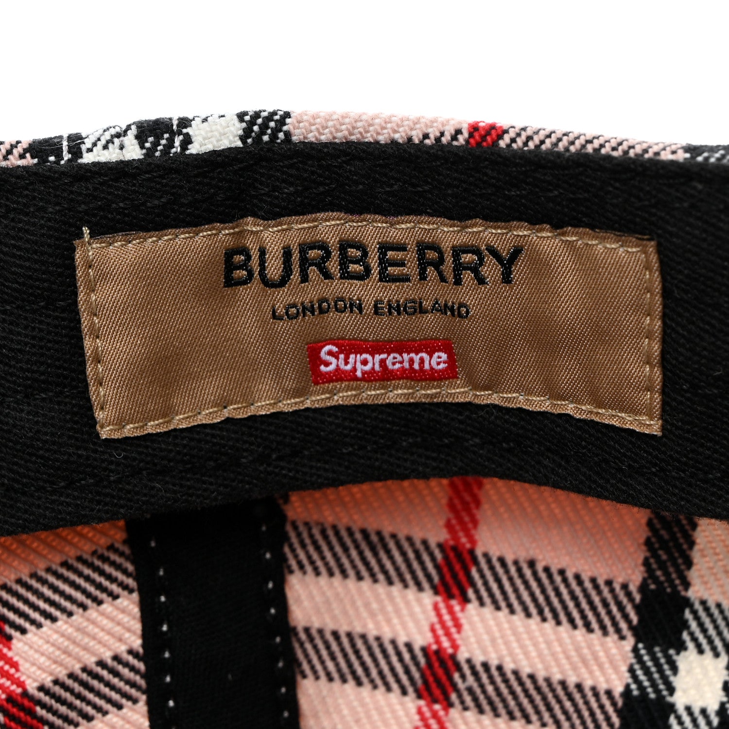 Burberry X SUPREME Cotton Vintage Check Monogram Baseball Hat Pink 10 of 11