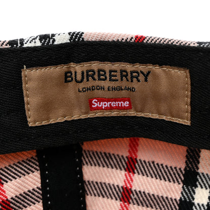 Burberry X SUPREME Cotton Vintage Check Monogram Baseball Hat Pink 10 of 11
