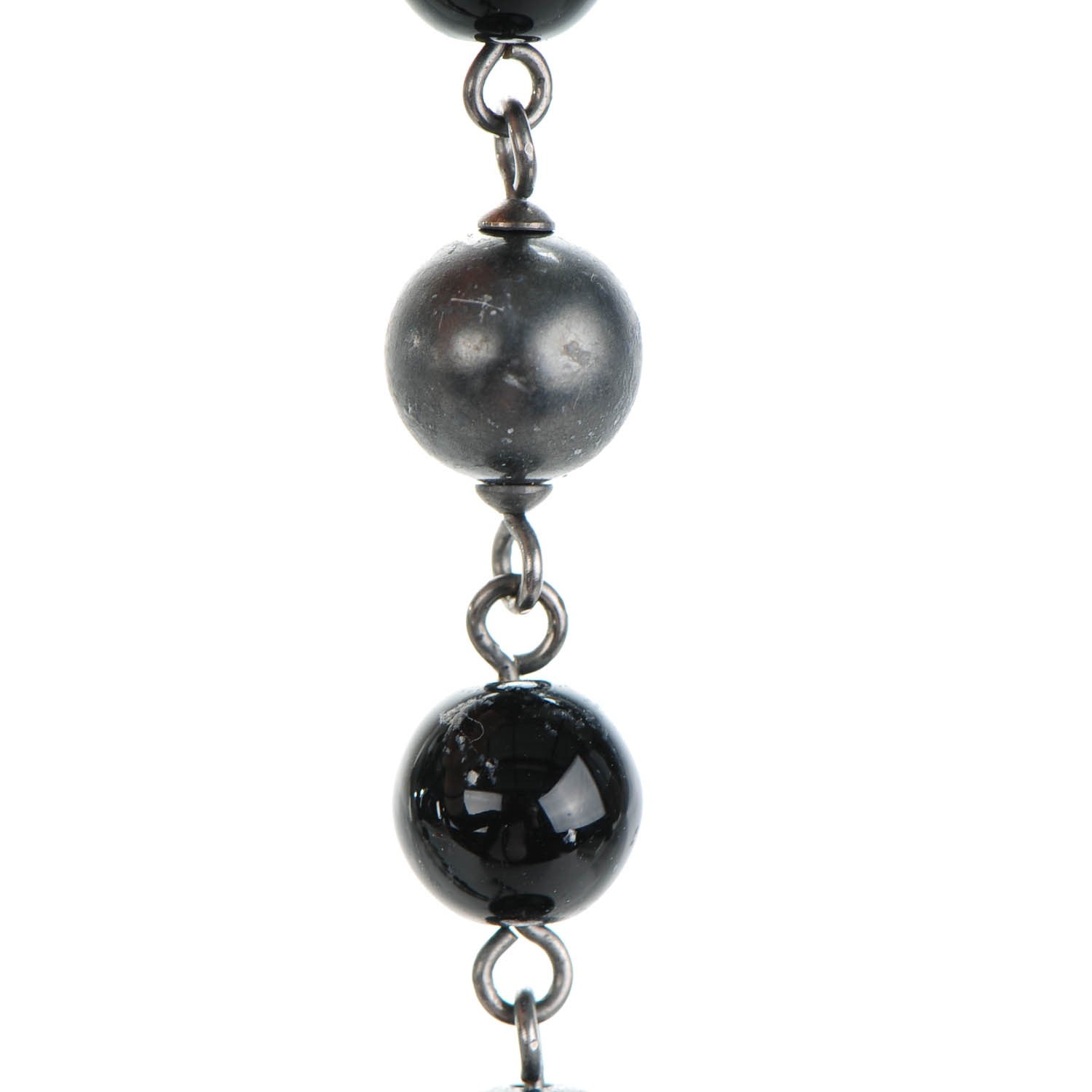 Chanel Ruthenium Bead CC Long Necklace Black 5 of 9
