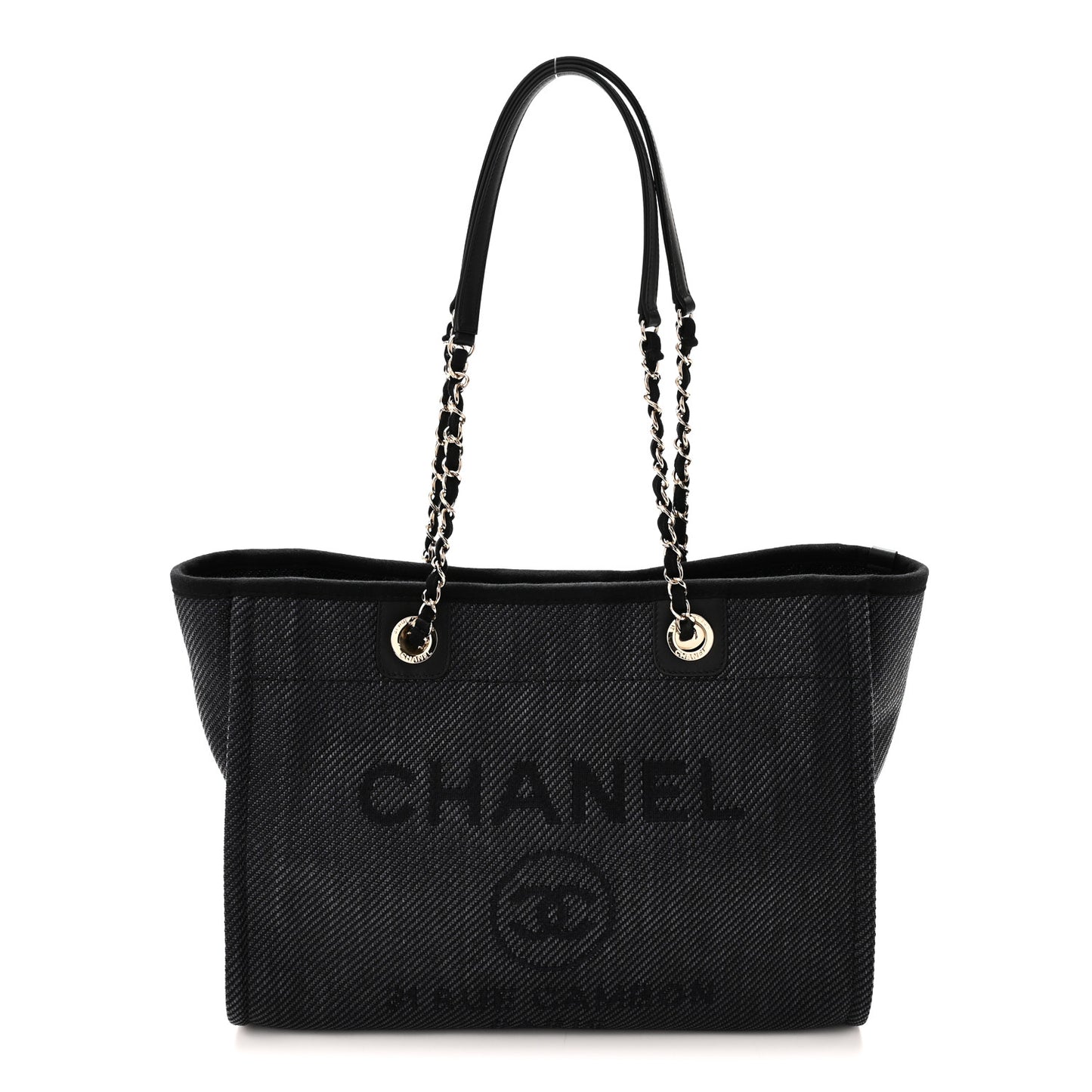 Mixed Fibers Calfskin Small Deauville Tote Black