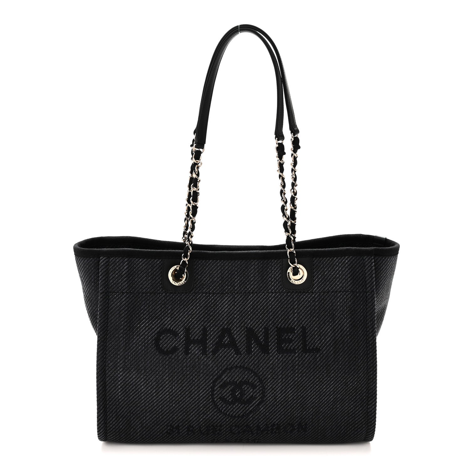 Chanel Mixed Fibers Calfskin Small Deauville Tote Black 1 of 10
