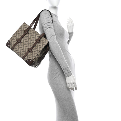 Gucci GG Supreme Monogram Textured Dollar Calfskin Medium Detail Tote Beige Ebony New Acero 3 of 10