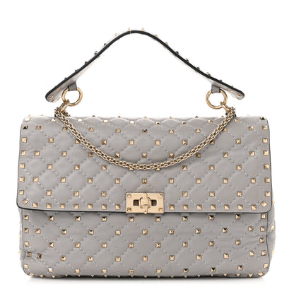 Valentino Garavani Nappa Large Rockstud Spike Shoulder Bag Pastel Grey 1 of 9