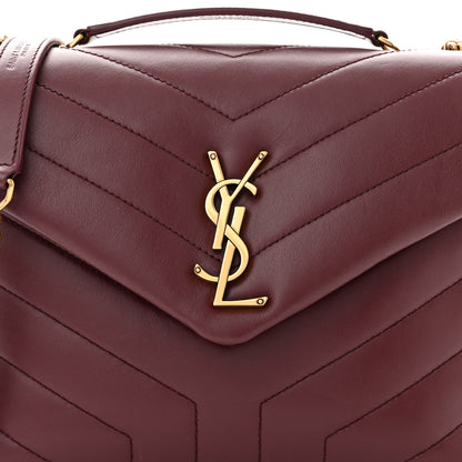 Saint Laurent Calfskin Y Quilted Monogram Small Loulou Chain Satchel Dark Legion Red 8 of 11
