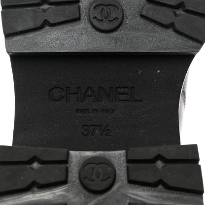 Chanel Crumpled Patent Cap Toe Ankle Boots 37.5 Black 8 of 9