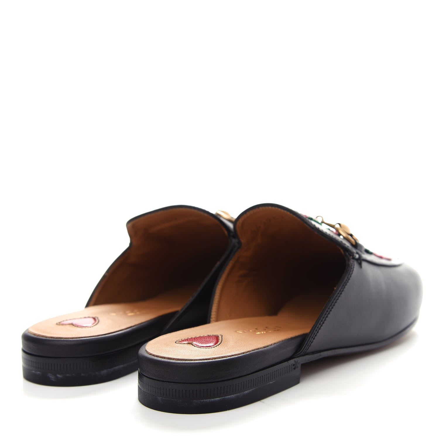 Gucci Calfskin Flower Embroidered Womens Princetown Slippers 35.5 Black 4 of 11
