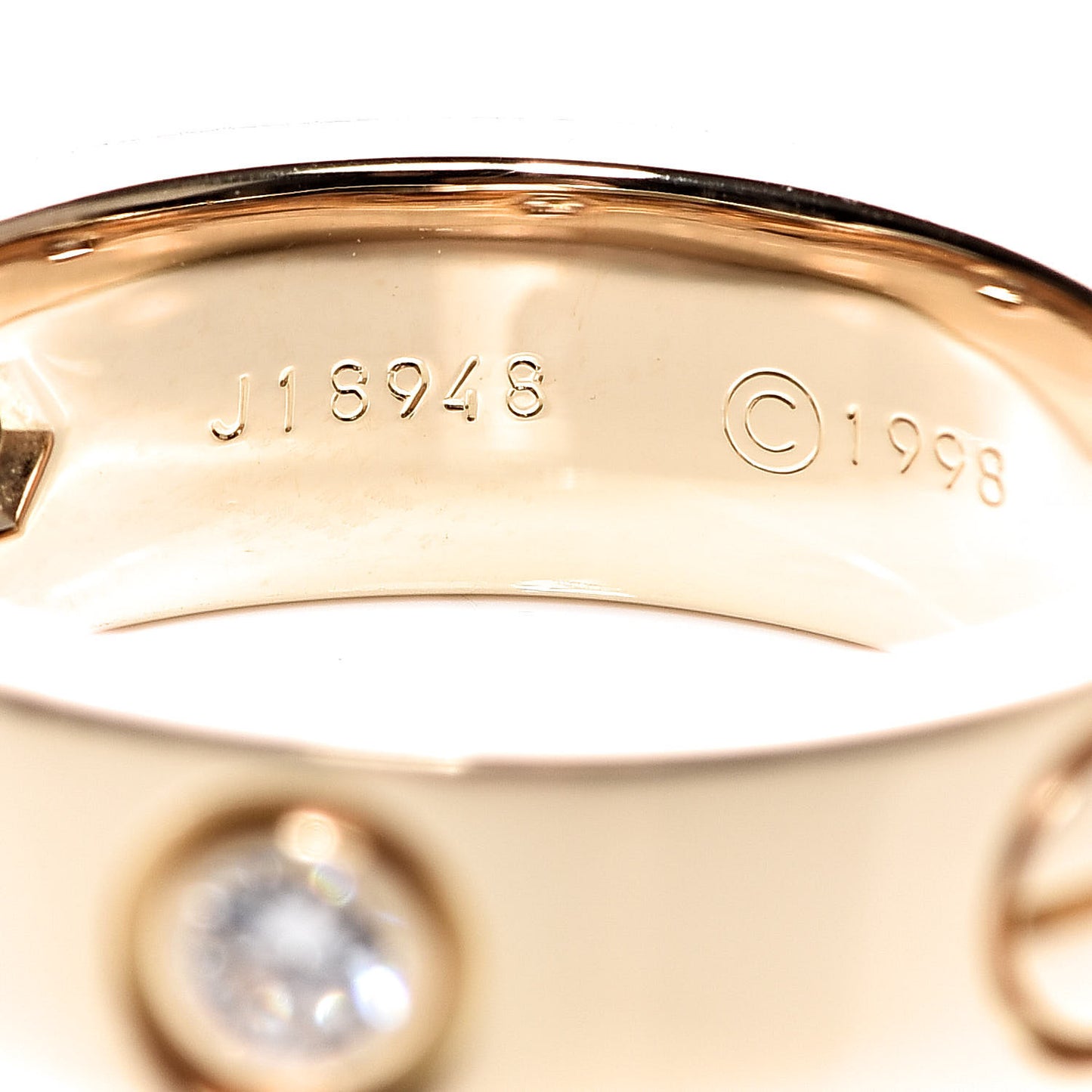 18K Yellow Gold 3 Diamond 5.5mm LOVE Ring 49 4.75