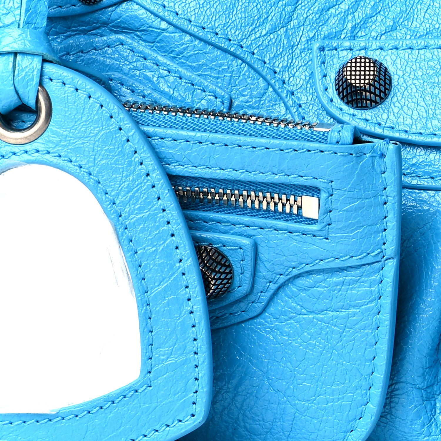 Balenciaga Agneau Arena Le Cagole Shoulder Bag XS Cyan 8 of 10