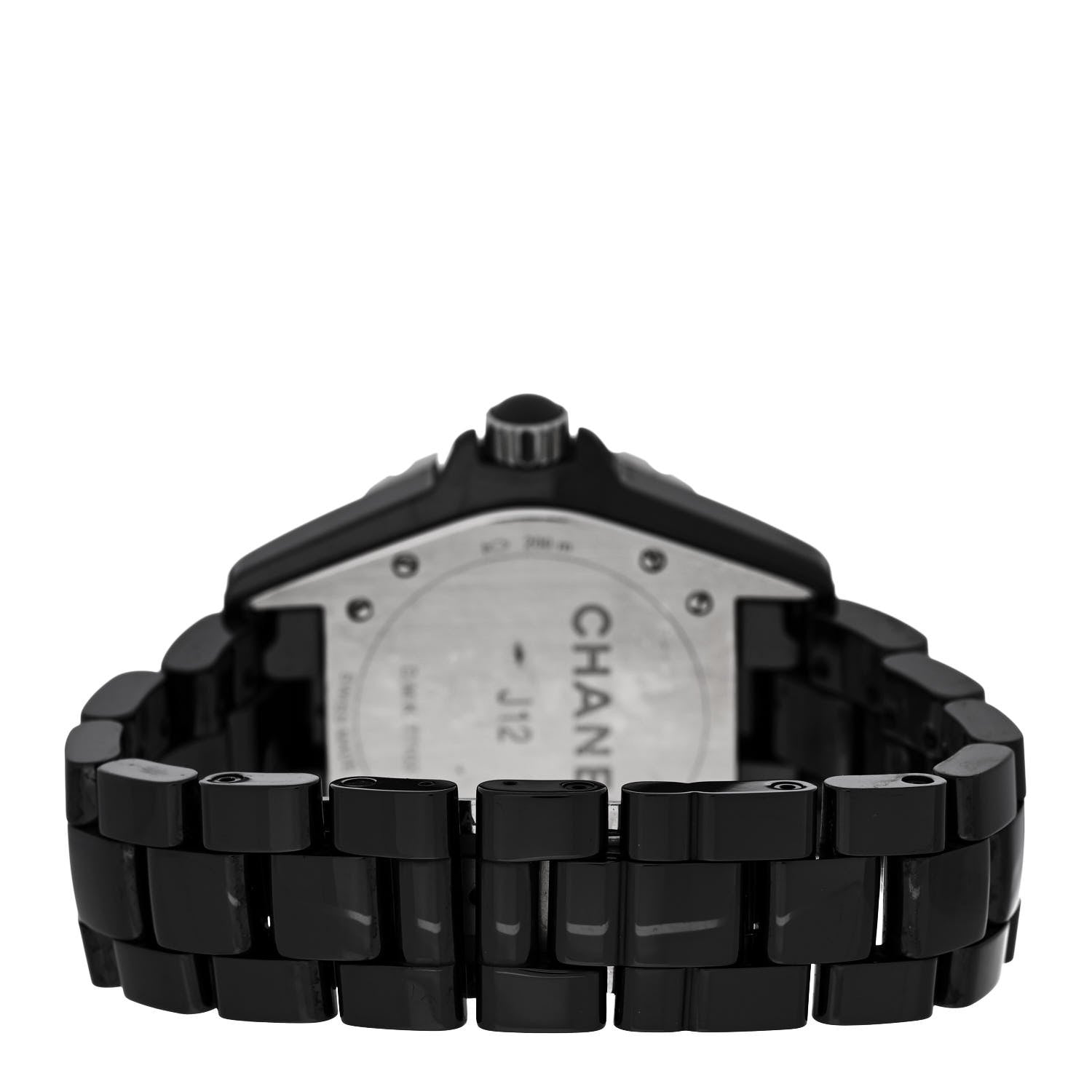 Chanel Stainless Steel Ceramic Diamond 38mm J12 Automatic Watch Black 3 of 5