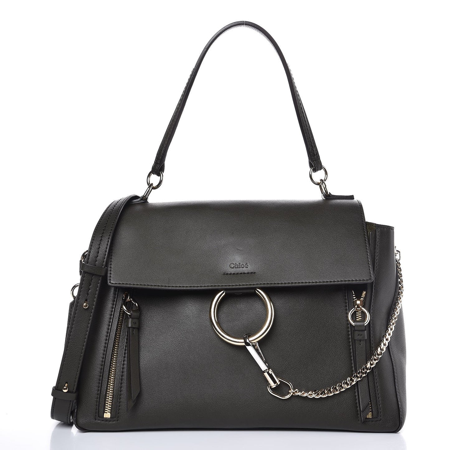 Calfskin Medium Faye Day Shoulder Bag Deep Forest