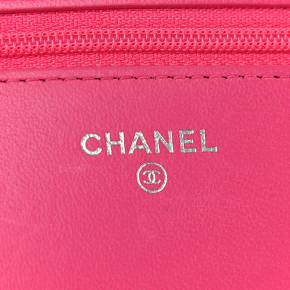 Chanel Lambskin Quilted Wallet On Chain WOC Dark Pink 6 of 12