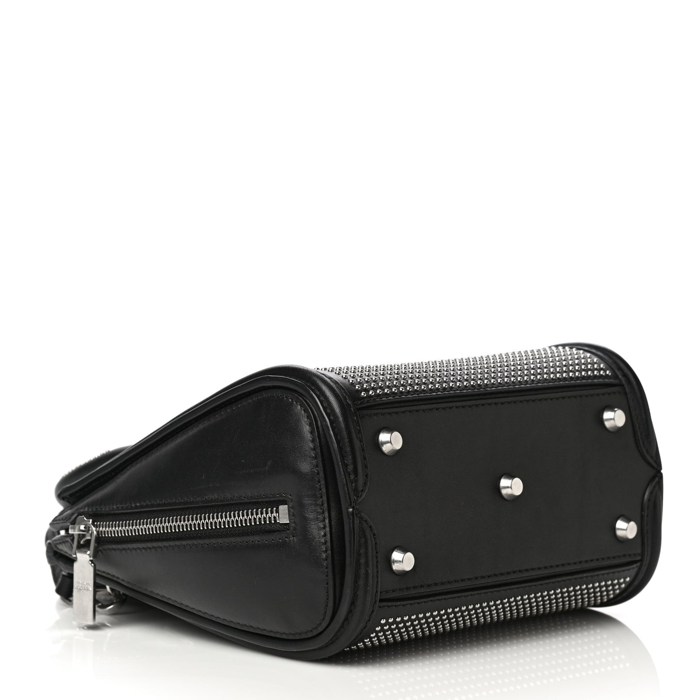 Calfskin Studded Mini Heroine Top Handle Bag Black