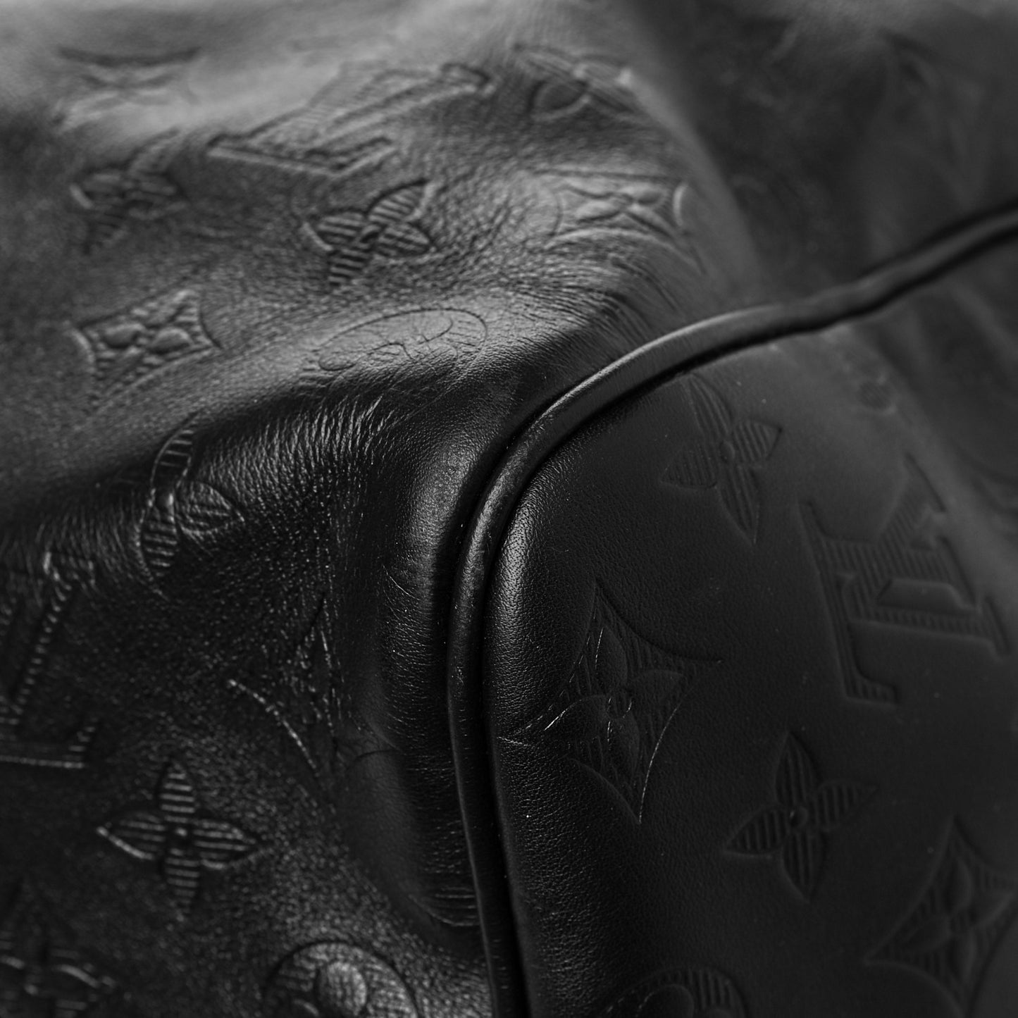 Calfskin Shadow Monogram Keepall Bandouliere 50 Black