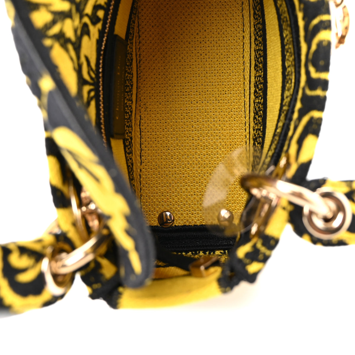 Canvas Petites Fleurs Embroidered Mini Lady D-Lite Black Yellow