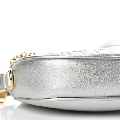 Celine Laminated Calfskin Quilted Small C Charm Bag Silver 10 of 11