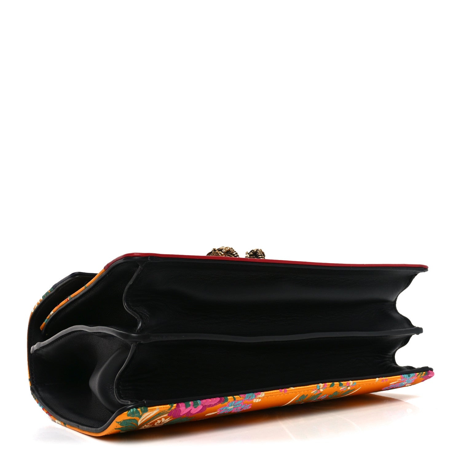 Gucci Satin Calfskin Bamboo Web Tokyo Print Medium Dionysus Top Handle Bag Giallo Multicolor Blue Agata Hibiscus Red 4 of 10