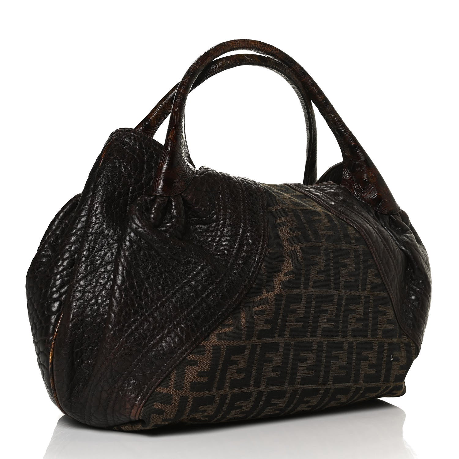 Fendi Zucca Nappa Nuvolata Vitello Tortuga Spy Tobacco Moro 3 of 17