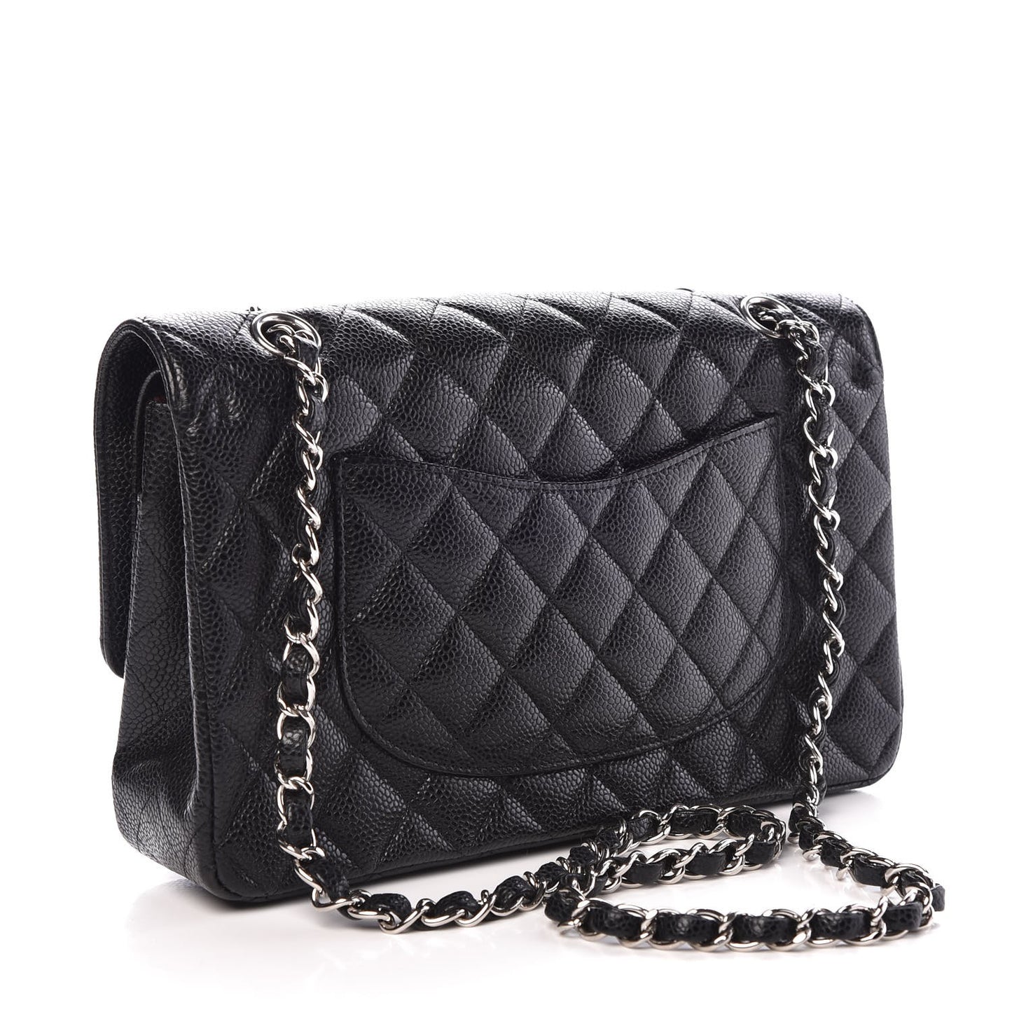Caviar Quilted Medium Double Flap Black